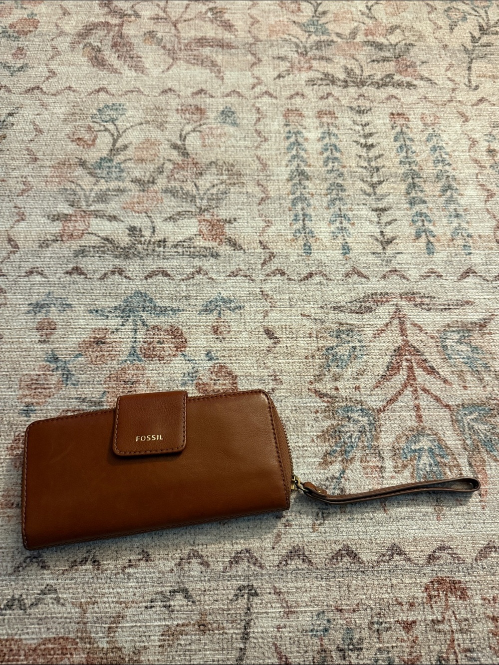 Fossil Brown Leather Wristlet Clutch